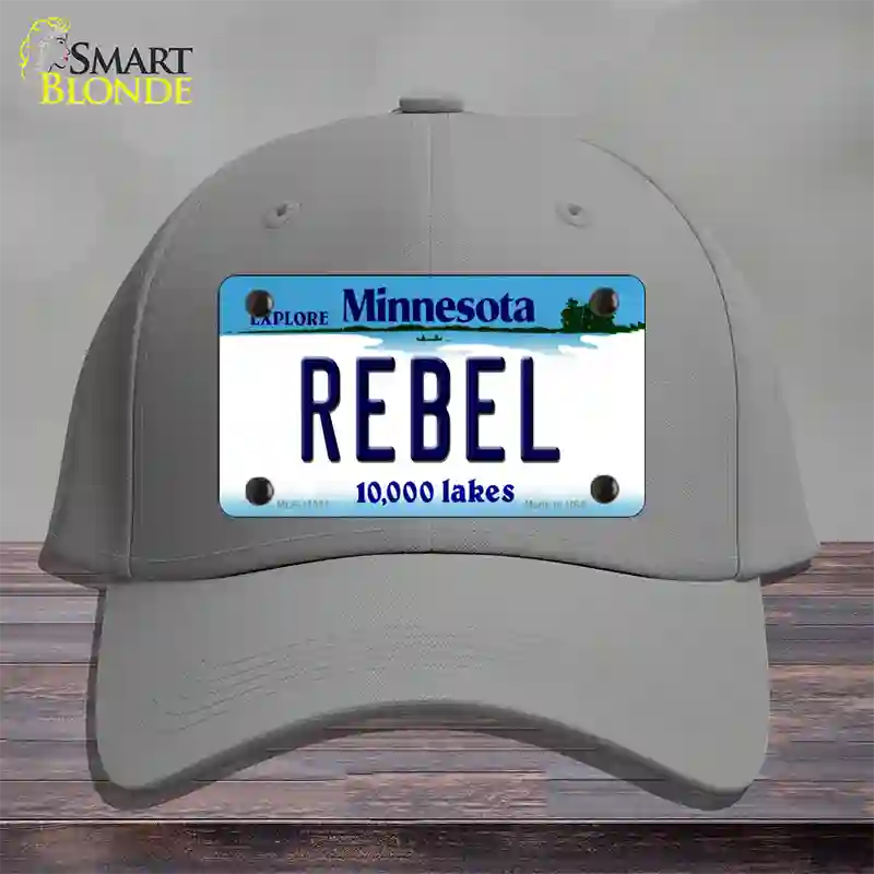 Rebel Minnesota State Novelty License Plate Hat Cotton / Gray