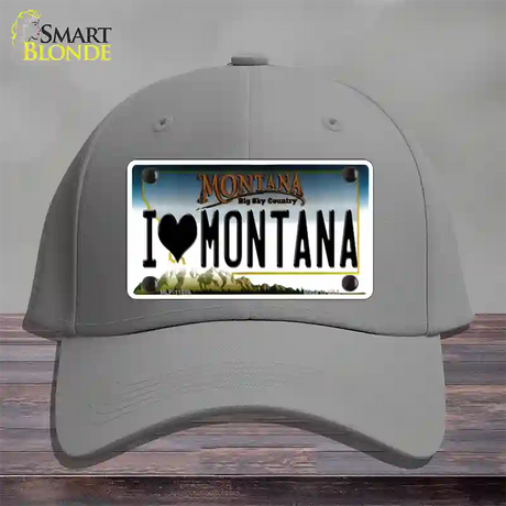 I Love Montana State Novelty License Plate Hat Cotton / Gray