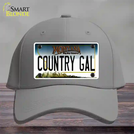 Country Gal Montana State Novelty License Plate Hat Cotton / Gray