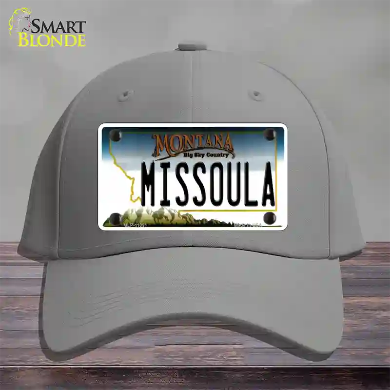 Missoula Montana State Novelty License Plate Hat Cotton / Gray