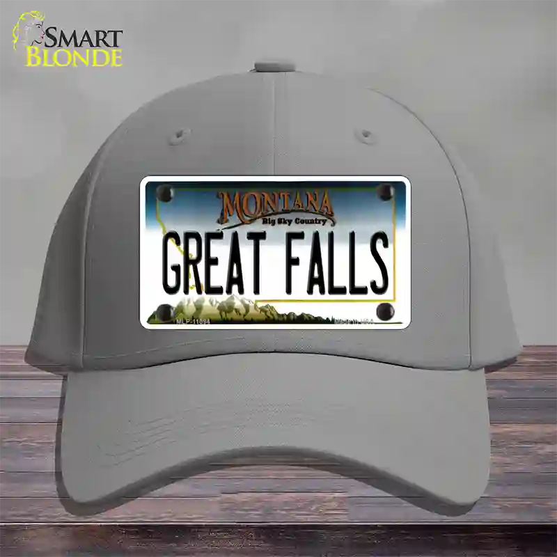 Great Falls Montana State Novelty License Plate Hat Cotton / Gray