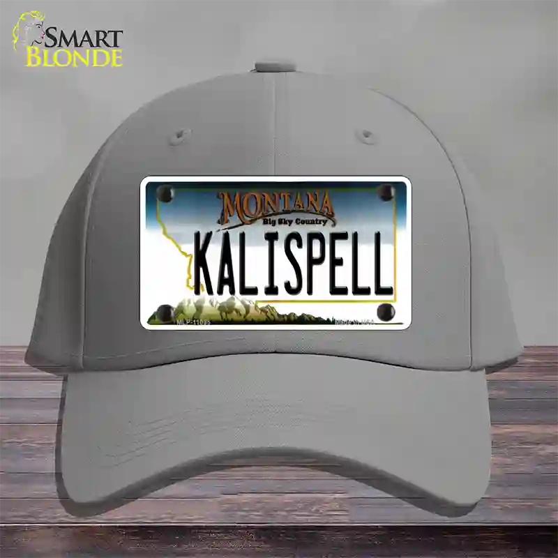 Kalispell Montana State Novelty License Plate Hat Cotton / Gray