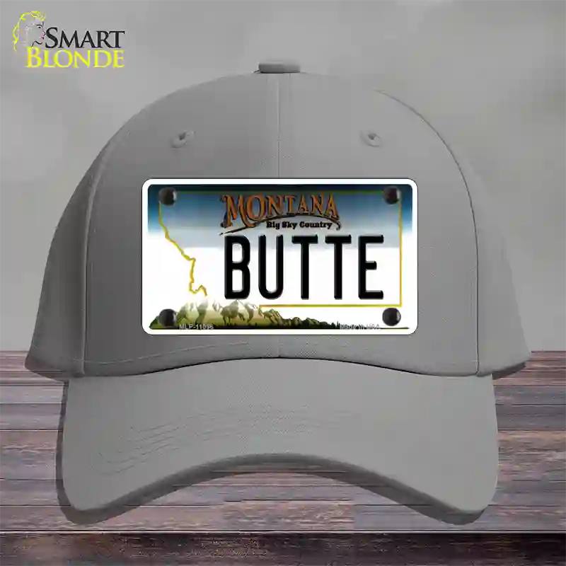 Butte Montana State Novelty License Plate Hat Cotton / Gray