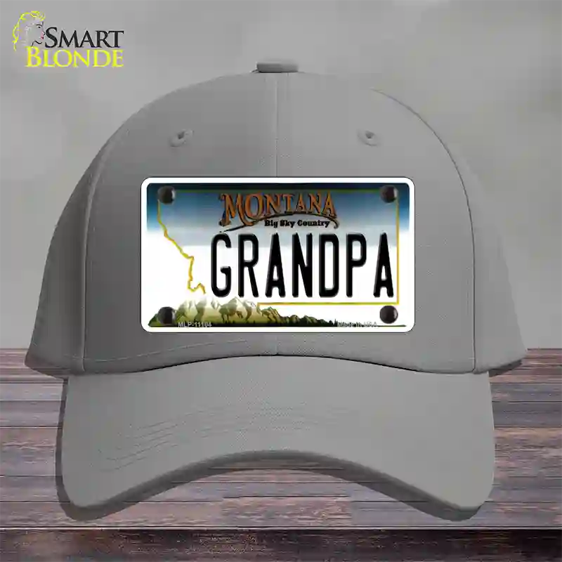 Grandpa Montana State Novelty License Plate Hat Cotton / Gray