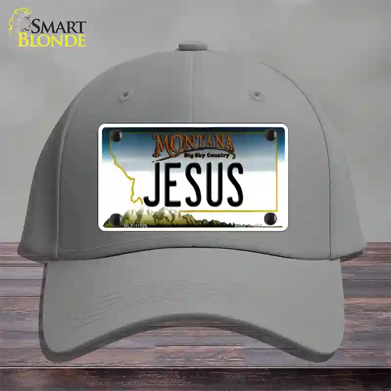 Jesus Montana State Novelty License Plate Hat Cotton / Gray