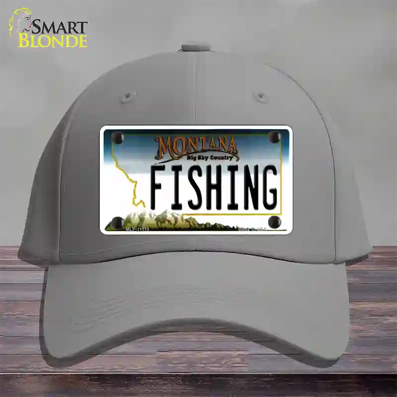 Fishing Montana State Novelty License Plate Hat Cotton / Gray