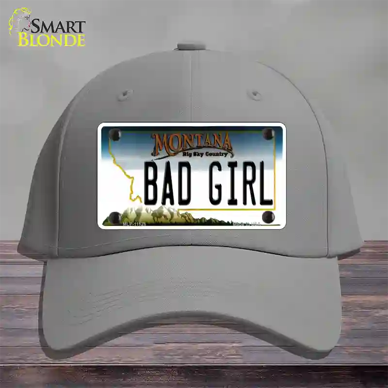 Bad Girl Montana State Novelty License Plate Hat Cotton / Gray