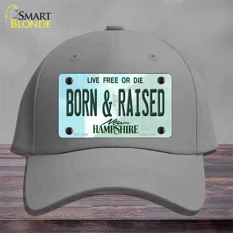 Born and Raised New Hampshire State Novelty License Plate Hat Cotton / Gray