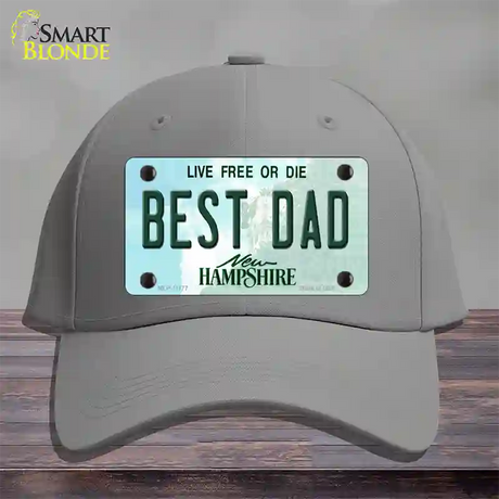 Best Dad New Hampshire State Novelty License Plate Hat Cotton / Gray