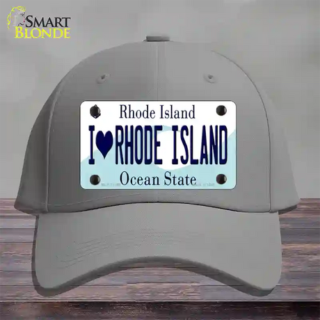 I Love Rhode Island State Novelty License Plate Hat Cotton / Gray