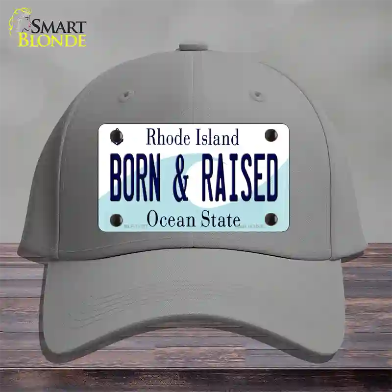 Born and Raised Rhode Island State Novelty License Plate Hat Cotton / Gray