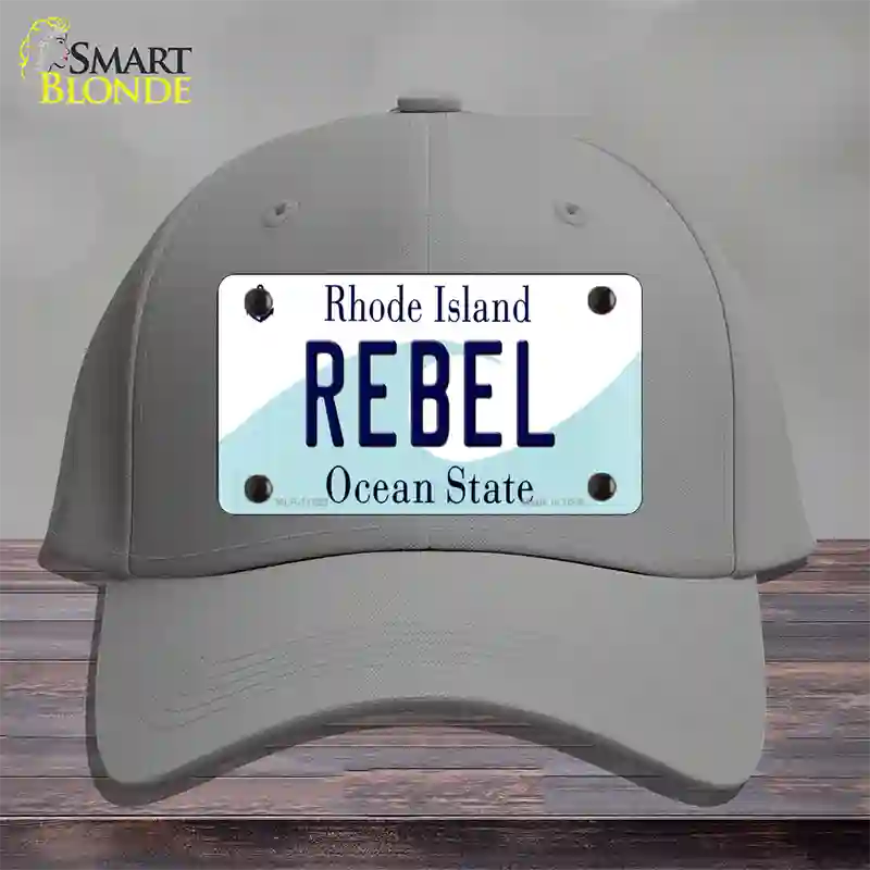 Rebel Rhode Island State Novelty License Plate Hat Cotton / Gray