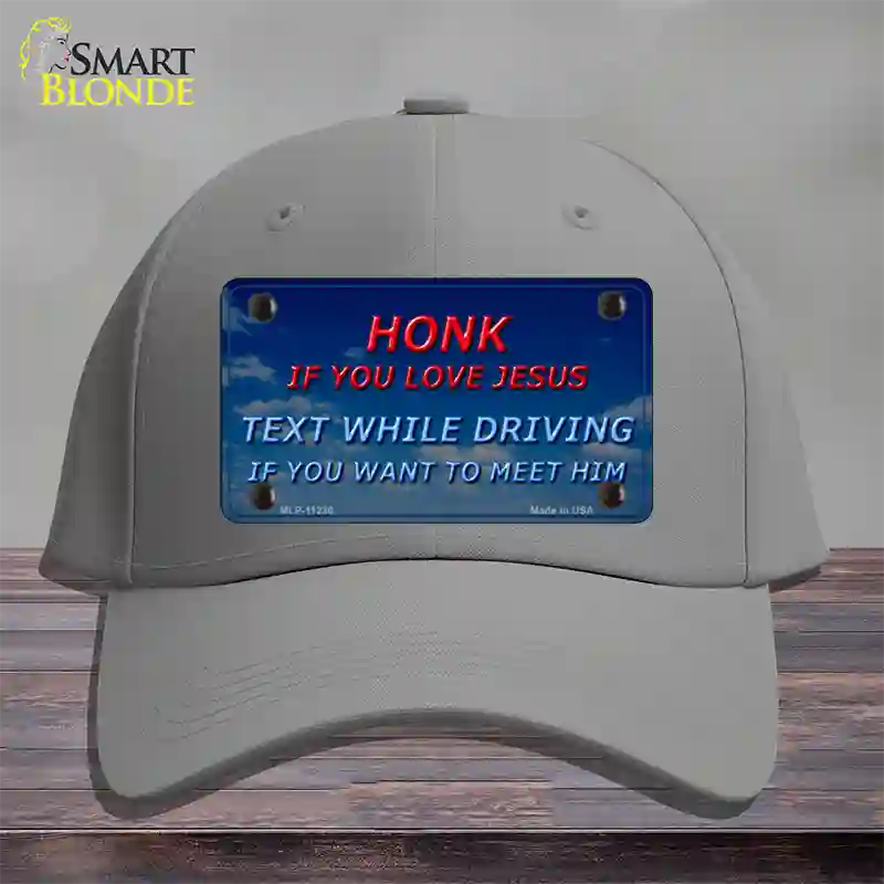 Honk If You Love Jesus Novelty License Plate Hat Cotton / Gray