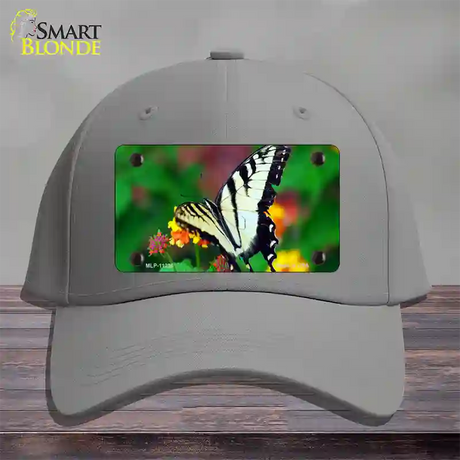 Butterfly Black and White Novelty License Plate Hat Cotton / Gray