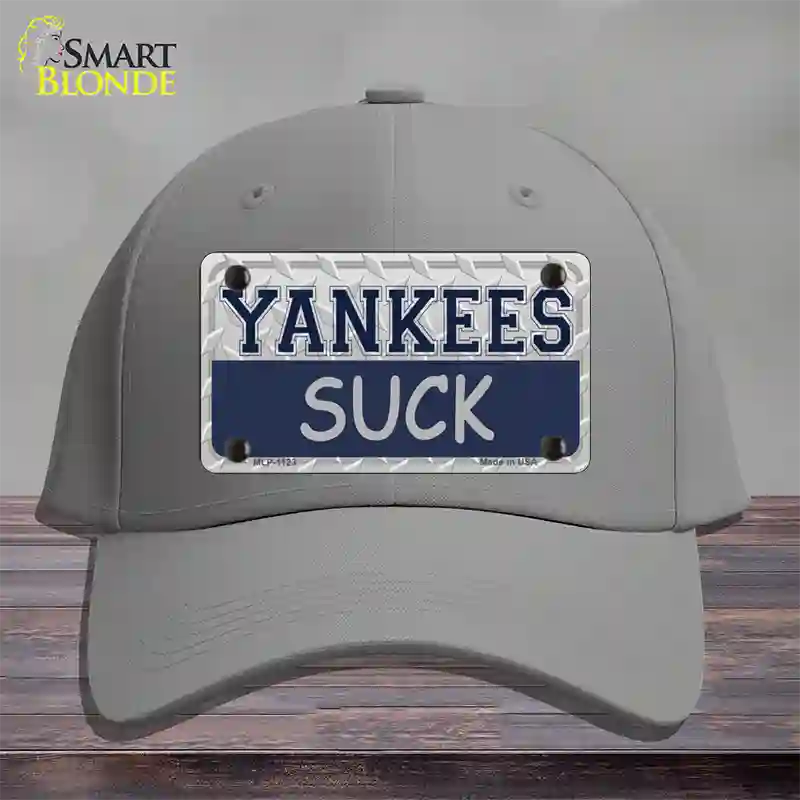 Yankees Suck Novelty License Plate Hat Cotton / Gray