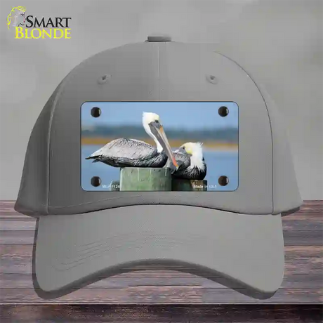 Pelican Two On Pier Novelty License Plate Hat Cotton / Gray