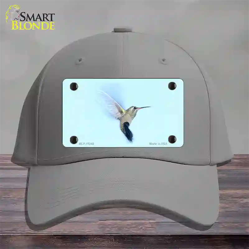 Hummingbird In Flight, Blue Novelty License Plate Hat Cotton / Gray