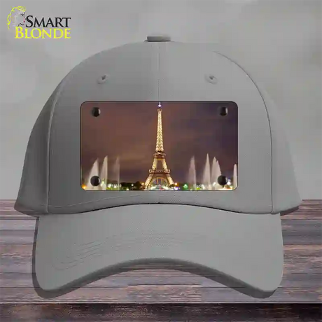 Eiffel Tower Night With Fountain Novelty License Plate Hat Cotton / Gray