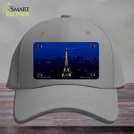 Eiffel Tower Night With City Skyline Novelty License Plate Hat Cotton / Gray