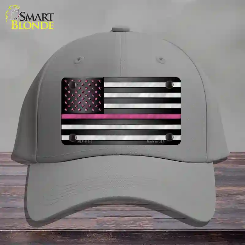 Thin Pink Line With Pink Stars Novelty License Plate Hat Cotton / Gray