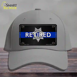 Thin Blue Line Retired Police Novelty License Plate Hat Cotton / Gray