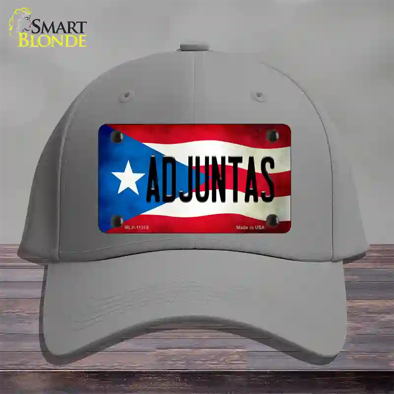 Adjuntas Puerto Rico Flag Novelty License Plate Hat Cotton / Gray