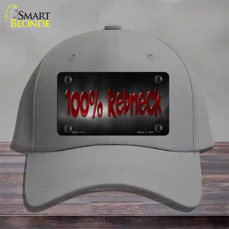 100% Redneck Novelty License Plate Hat Cotton / Gray