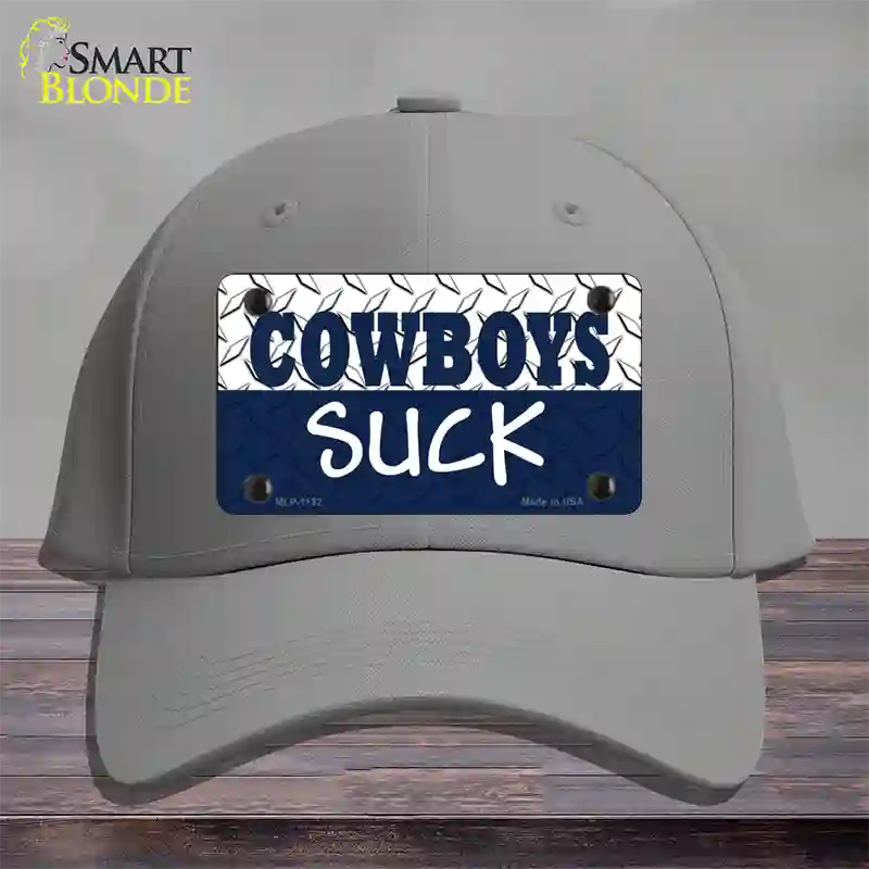 Cowboys Suck Novelty License Plate Hat Cotton / Gray