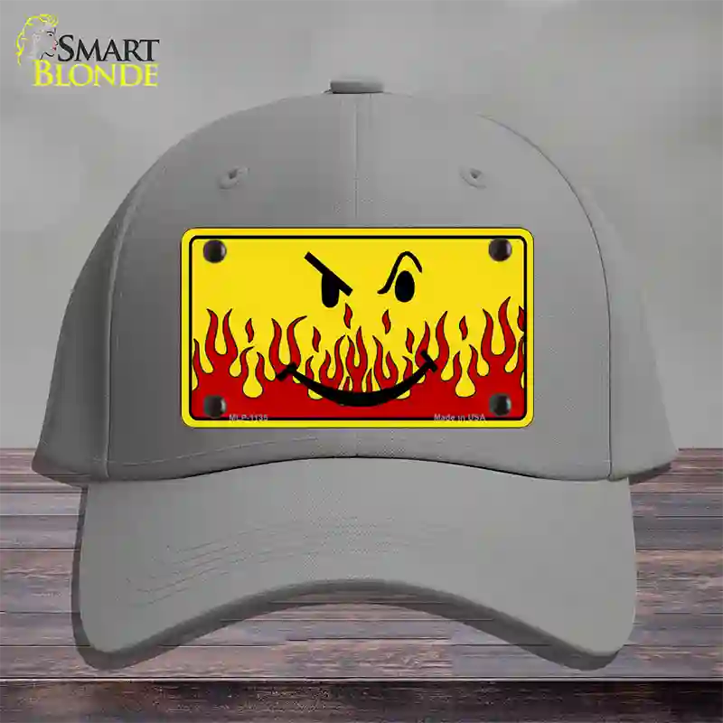 Smiley Flame Novelty License Plate Hat Cotton / Gray