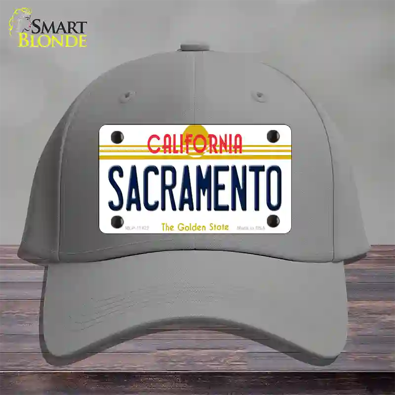 Sacramento California Novelty License Plate Hat Cotton / Gray