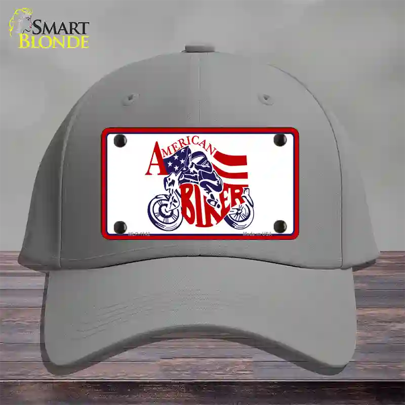 American Patriotic Biker Novelty License Plate Hat Cotton / Gray