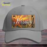 Arizona State Flag Overlay On Cactus Novelty License Plate Hat Cotton / Gray