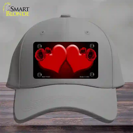 Hearts Over Roses In Red Novelty License Plate Hat Cotton / Gray