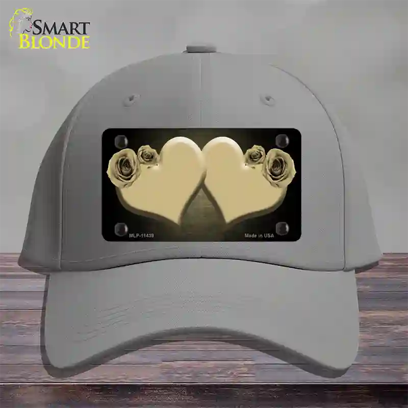 Hearts Over Roses In Gold Novelty License Plate Hat Cotton / Gray