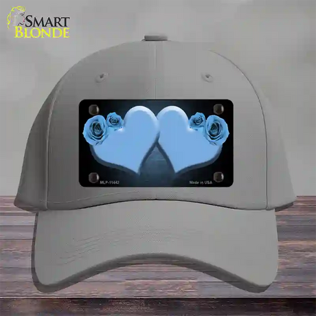 Hearts Over Roses In Light Blue Novelty License Plate Hat Cotton / Gray