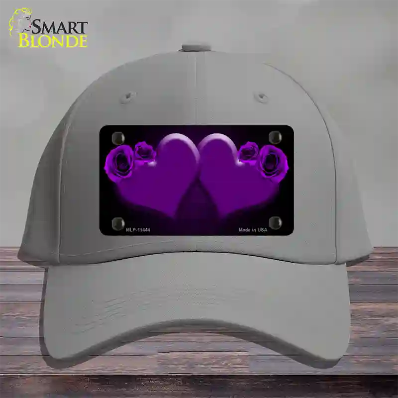 Hearts Over Roses In Purple Novelty License Plate Hat Cotton / Gray