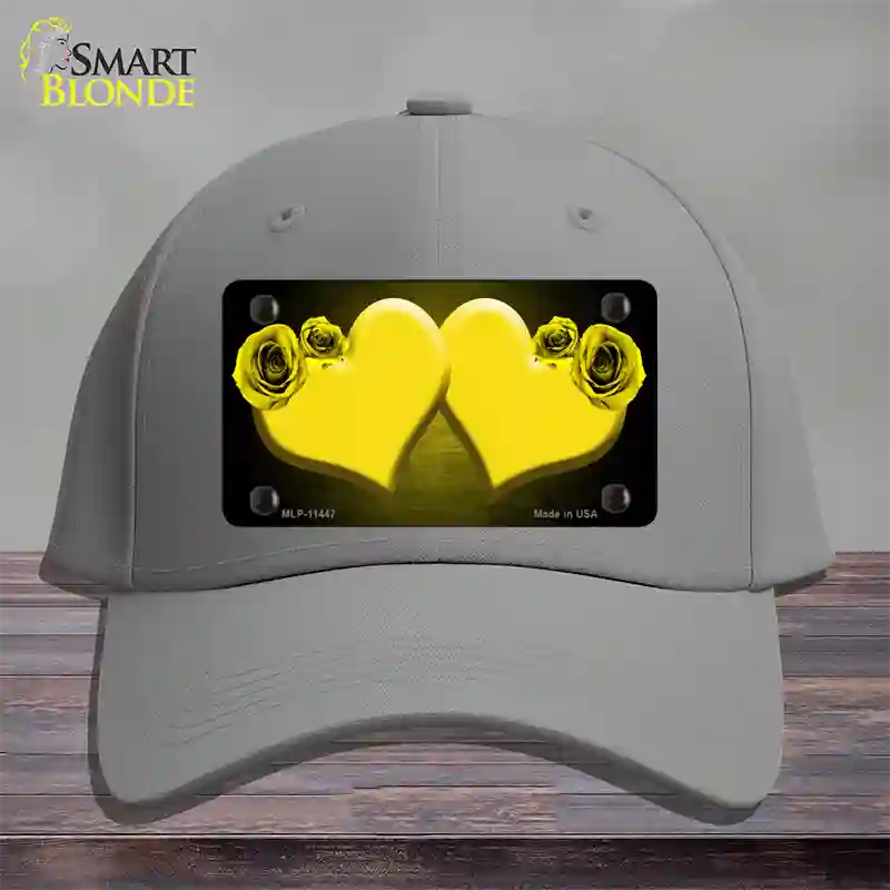 Hearts Over Roses In Yellow Novelty License Plate Hat Cotton / Gray