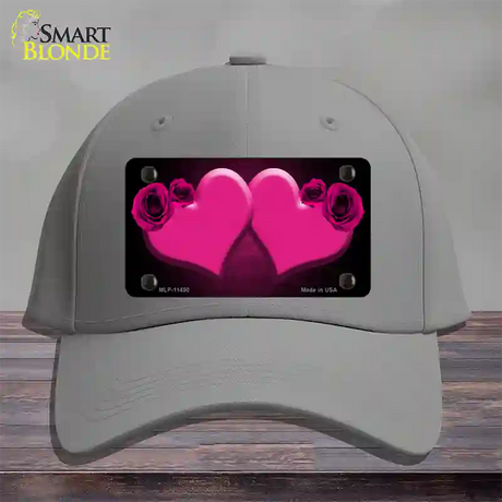 Hearts Over Roses In Pink Novelty License Plate Hat Cotton / Gray