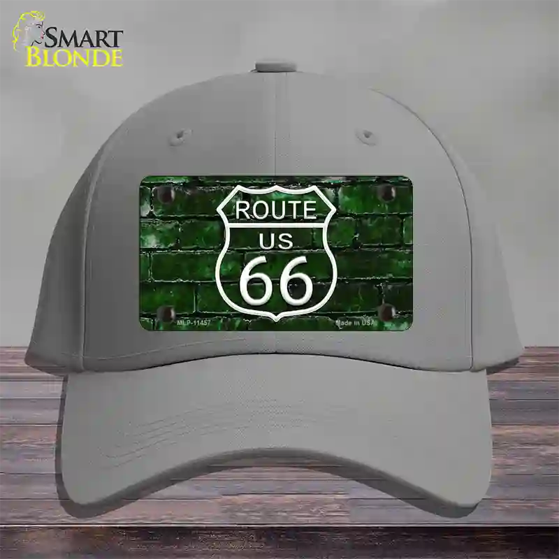 Route 66 Green Brick Wall Novelty License Plate Hat Cotton / Gray