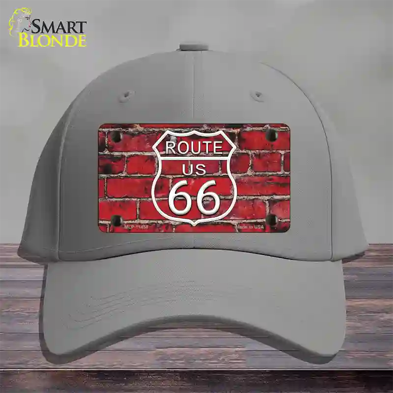 Route 66 Red Brick Wall Novelty License Plate Hat Cotton / Gray