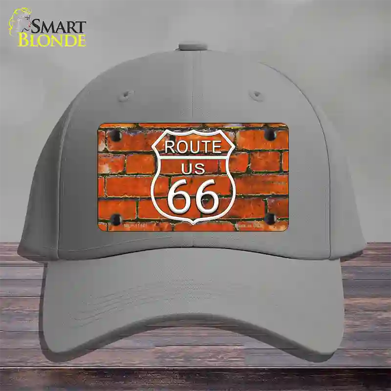 Route 66 Orange Brick Wall Novelty License Plate Hat Cotton / Gray