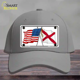 Alabama Crossed US Flag Novelty License Plate Hat Cotton / Gray