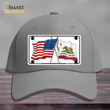 California Crossed US Flag Novelty License Plate Hat Cotton / Gray