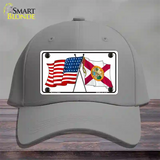 Florida Crossed US Flag Novelty License Plate Hat Cotton / Gray