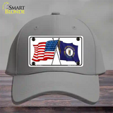 Kentucky Crossed US Flag Novelty License Plate Hat Cotton / Gray