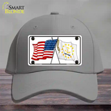 Rhode Island Crossed US Flag Novelty License Plate Hat Cotton / Gray