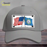 South Dakota Crossed US Flag Novelty License Plate Hat Cotton / Gray