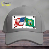 Washington Crossed US Flag Novelty License Plate Hat Cotton / Gray