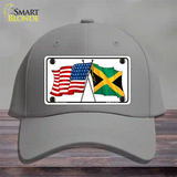 Jamaica Crossed US Flag Novelty License Plate Hat Cotton / Gray