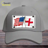 England Crossed US Flag Novelty License Plate Hat Cotton / Gray